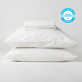 The Crisp percale bedsheet set - pinstripe chalk/clay