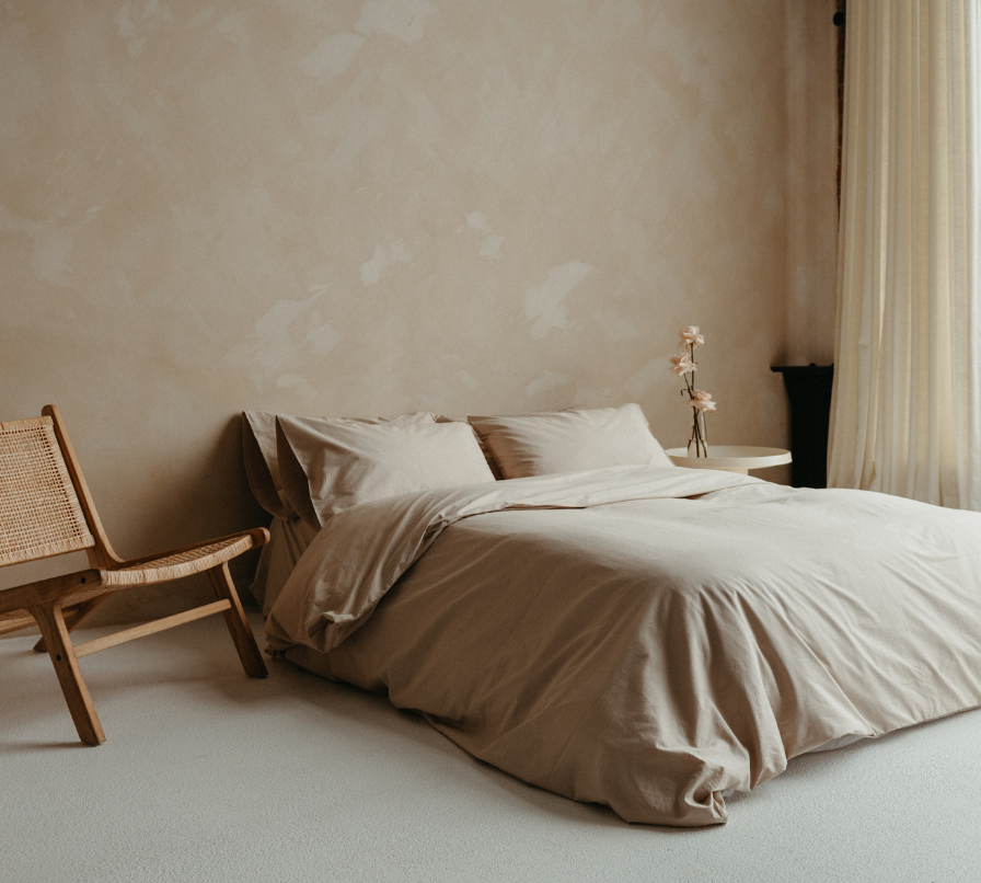 Percale cotton bedding - Sand - Sustainable bedding set