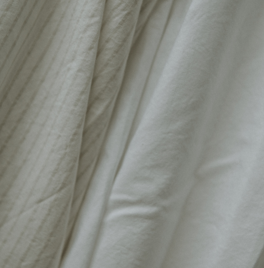 The Crisp Duvet bed bundle - closeup of pinstripe design vs. Chalk 