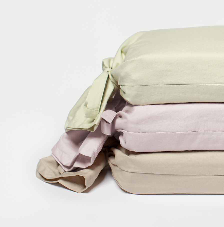 Percale cotton bedding - Sage, Lilac, Sand bundles - Designer bedding Canada