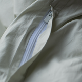 Zipper detail - percale cotton bedding - Sage